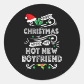 First Christmas With My Hot New Boyfriend Xmas 20  Ronde Sticker (Voorkant)