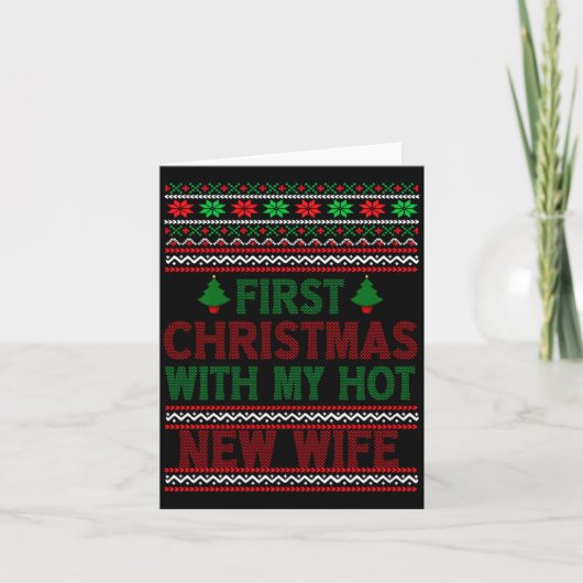 First Christmas With My Hot New Wife Funny Xmas Hu Kaart (Voorkant)