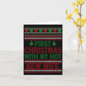 First Christmas With My Hot New Wife Funny Xmas Hu Kaart (Gele Bloem)