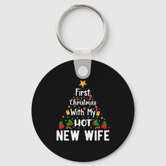 First Christmas With My Hot New Wife Funny Xmas Sleutelhanger (Voorkant)