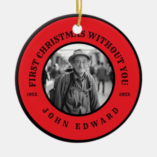 First Christmas Without You Memorial Photo Art Keramisch Ornament (Voorkant)