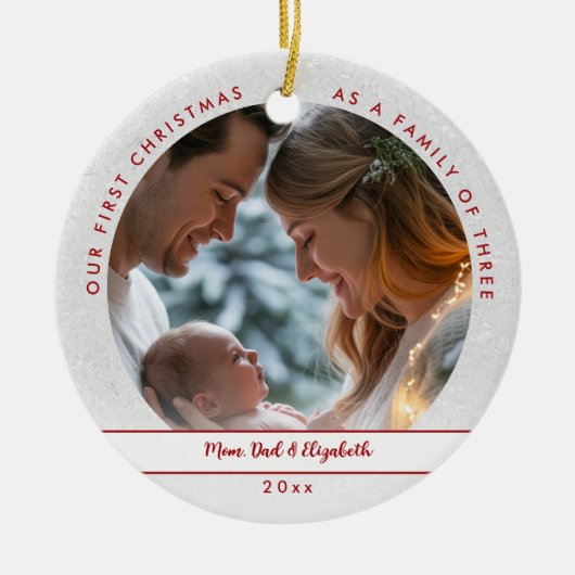 First Christmas Wonderland First Family Baby Photo Keramisch Ornament (Voorkant)