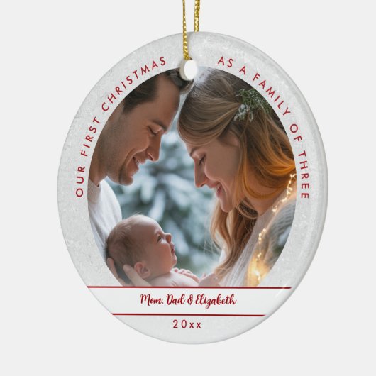 First Christmas Wonderland First Family Baby Photo Keramisch Ornament (Links)