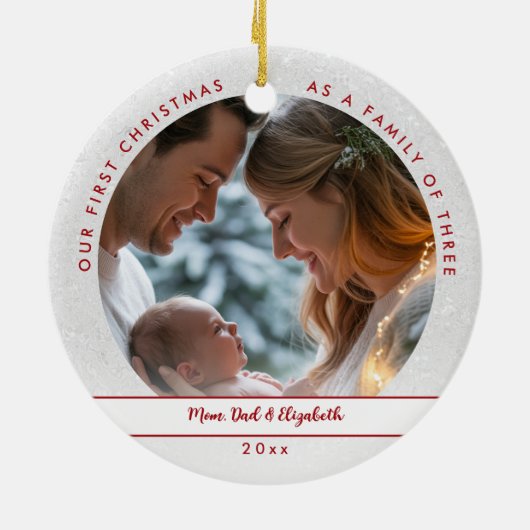 First Christmas Wonderland First Family Baby Photo Keramisch Ornament (Achterkant)