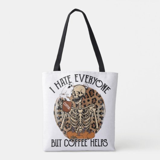 First Coffee Halloween Canvas tas (Achterkant)