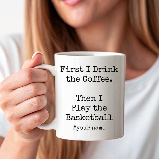 First Coffee Then I Play the Basketball funny Koffiemok