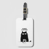 First Coffee Then Meow – Funny Cat Coffee Lover Bagagelabel (Voorkant (verticaal))