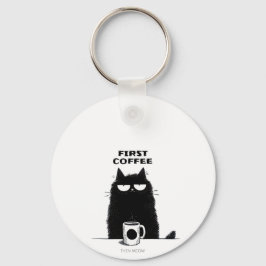 First Coffee Then Meow – Funny Cat Coffee Lover Sleutelhanger