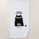 First Coffee Then Meow – Funny Cat Coffee Lover Strandlaken (Voorkant)