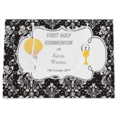 First Communde Boy Black Damask Groot Cadeauzakje (Voorkant)
