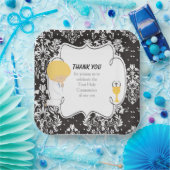 First Communde Boy Black Damask Papieren Bordje (Feest)