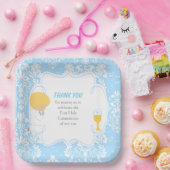 First Communde Boy Blue Damask Papieren Bordje (Feest)