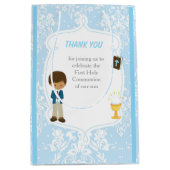 First Commune African American Boy Bedankt Medium Cadeauzakje (Voorkant)