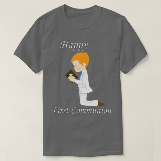 First Commune Kneeling Redhead Boy T-shirt (Design voorkant)