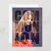 First Communed Bold Photo Overlay Typografie Uitnodiging Briefkaart (Voorkant / Achterkant)