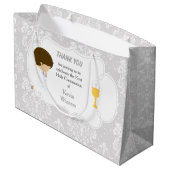 First Communette Brunette Boy Silver Damask Groot Cadeauzakje (Achterkant Gekanteld)