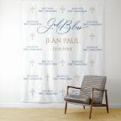 First Communion banner backdrop blue and gold Wandkleed (In situ)