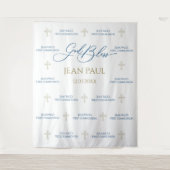 First Communion banner backdrop blue and gold Wandkleed (Voorkant)