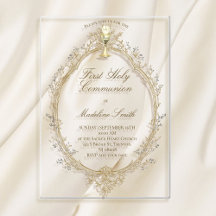 first communion beige frame