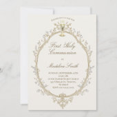 first communion beige frame kaart (Voorkant)