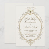 first communion beige frame kaart (Voorkant / Achterkant)