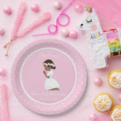 First Communion Black Girl Papieren Bordje (Feest)