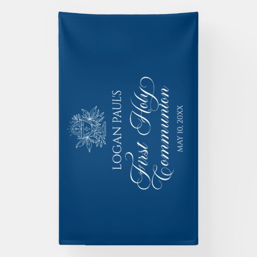 First Communion Blue banner backdrop  (Verticaal)
