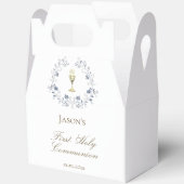 First Communion blue foliage chalice Bedankdoosjes (Open)