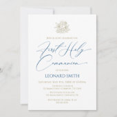 First Communion blue Invitation Kaart (Voorkant)