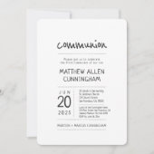 First Communion Boy | Modern + Eenvoudig Kaart (Voorkant)