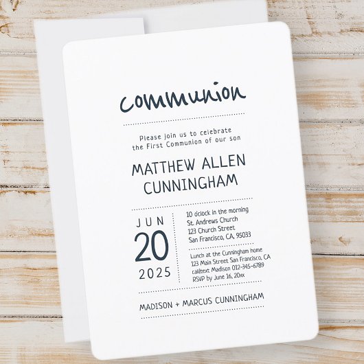 First Communion Boy | Modern + Eenvoudig Kaart