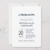 First Communion Boy | Modern + Eenvoudig Kaart (Voorkant)