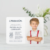 First Communion Boy | Modern + Eenvoudige foto Kaart (Staand voorkant)