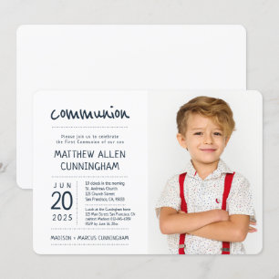 First Communion Boy   Modern + Eenvoudige foto Kaart