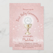 First Communion Catholic girl pink Kaart (Voorkant / Achterkant)