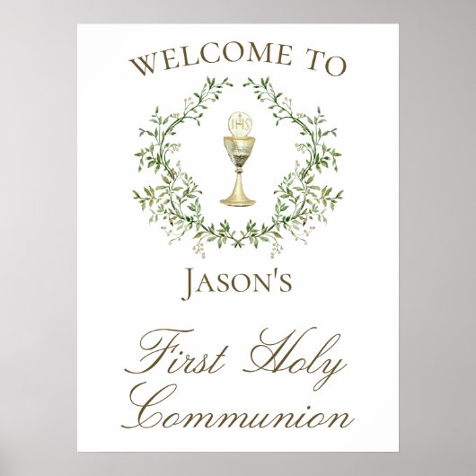 First Communion chalice crest greenery Poster (Voorkant)