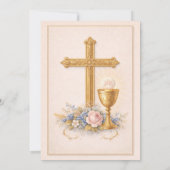 First Communion Chalice Host  Floral  Kaart (Achterkant)
