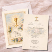 First Communion Chalice Host  Floral  Kaart