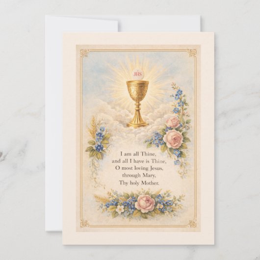 First Communion Chalice Host Floral Kaart (Achterkant)