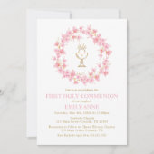 First Communion Cherry Blossom floral Invitation  Kaart (Voorkant)