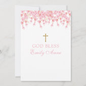 First Communion Cherry Blossom floral Invitation  Kaart (Achterkant)