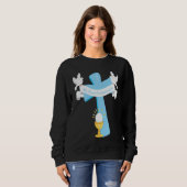 First Communion Cross Blue Grandson Boys Christian Trui (Voorkant volledig)