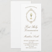 first communion elegant beige frame kaart (Voorkant / Achterkant)