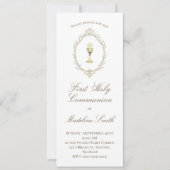 first communion elegant beige frame kaart (Voorkant)