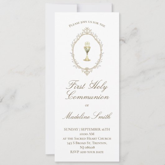 first communion elegant beige frame kaart (Voorkant)