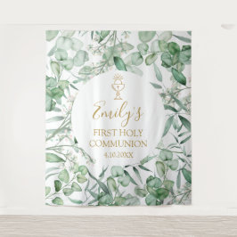 First Communion Eucalyptus greenery backdrop banne Wandkleed