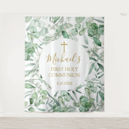 First Communion Eucalyptus greenery backdrop Wandkleed