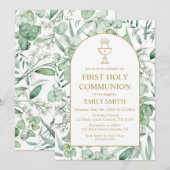 First Communion Eucalyptus leaves Invitation Kaart (Voorkant / Achterkant)