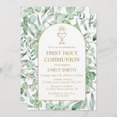 First Communion Eucalyptus leaves Invitation Kaart (Voorkant / Achterkant)