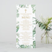 First Communion Eucalyptus leaves Menu  (Staand voorkant)